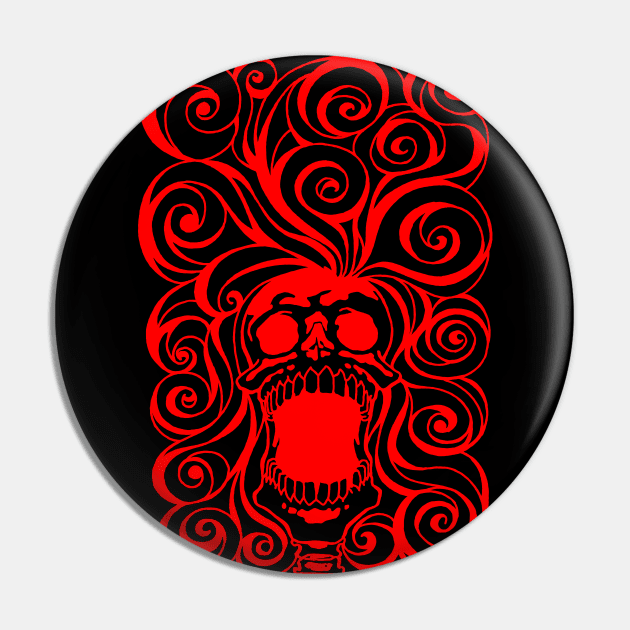 Screeching Skull With Bad Hair Day Red Pin by ebayson74@gmail.com
