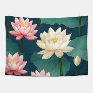 Serenity Blooms: Timeless Lotus Flower Pattern Tapestry