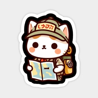 Kawaii japanese cat explorer Magnet