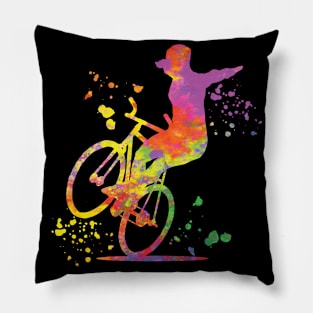 Trick Bicycling Color Artistic Cycling Pillow