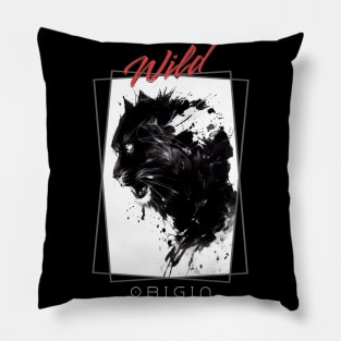 Leopard Panther Wild Nature Free Spirit Art Brush Painting Pillow