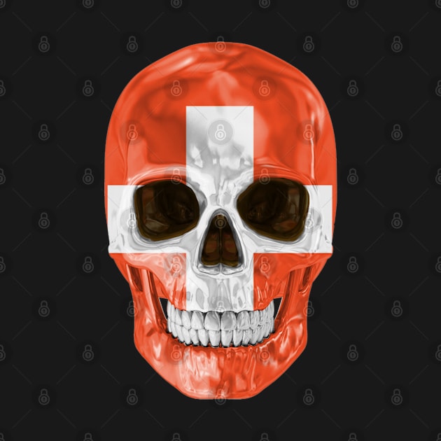 Switzerland Flag Skull - Gift for Swiss With Roots From Switzerland by Country Flags