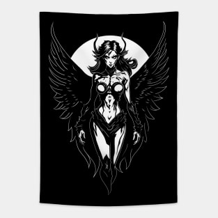 Sexy Gothic Winged Demon Girl Graphic Design Tapestry