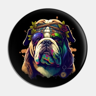 Hippie Bulldog Pin
