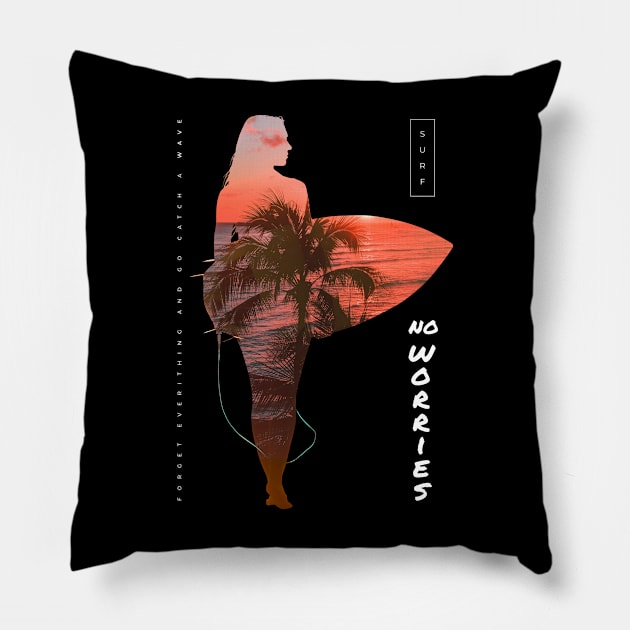 Beach lady Pillow by Gett