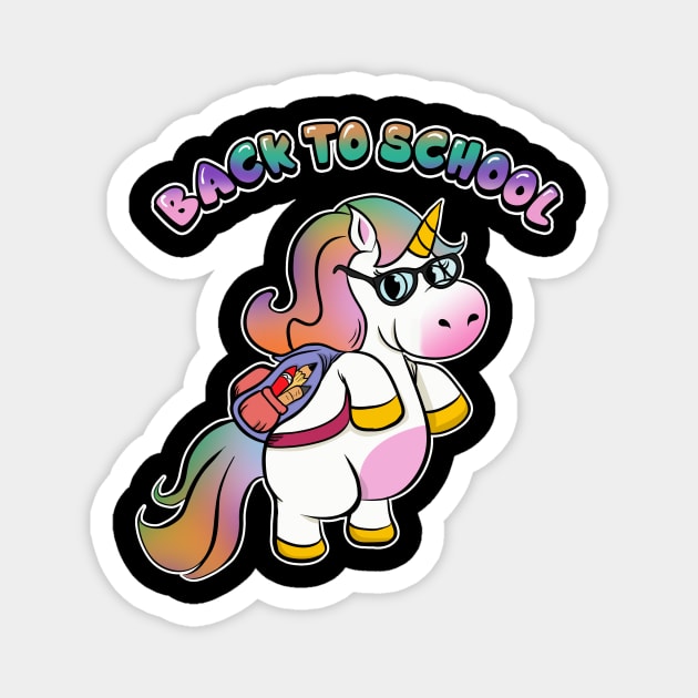 Cute Back To School Unicorn Student with Backpack Magnet by theperfectpresents