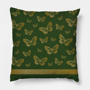 Gold Butterflies | Emerald Green Marble Pillow