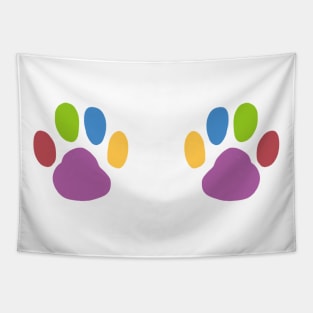 Rainbow Pawprints Tapestry