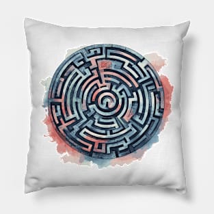 Maze Labyrinth Watercolor Pillow