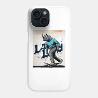 Retro Rhino Skateboarder - Vintage Style Illustration Phone Case