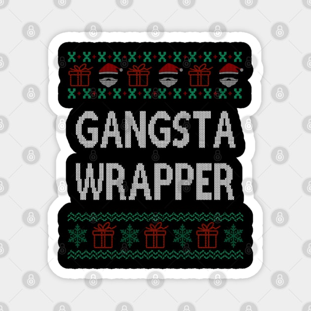 Gangsta Wrapper ugly christmas sweater Magnet by Bao1991