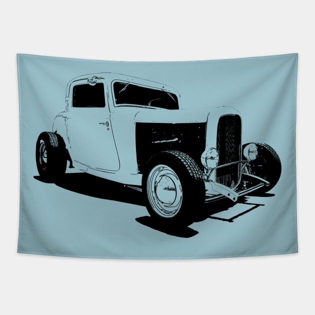 1932 Ford Model A Coupe - stylized line Tapestry by mal_photography