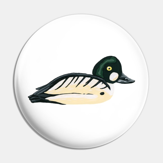 Common Goldeneye Duck Pin by paintedpansy