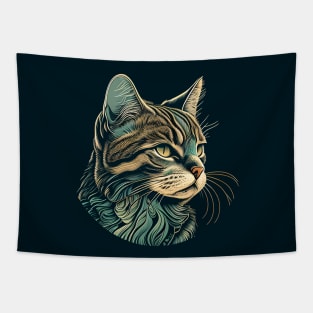 Cool Cat Boho Colorful Black Moon Tapestry