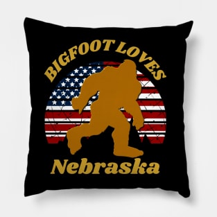 Bigfoot loves America and Nebraska too Pillow