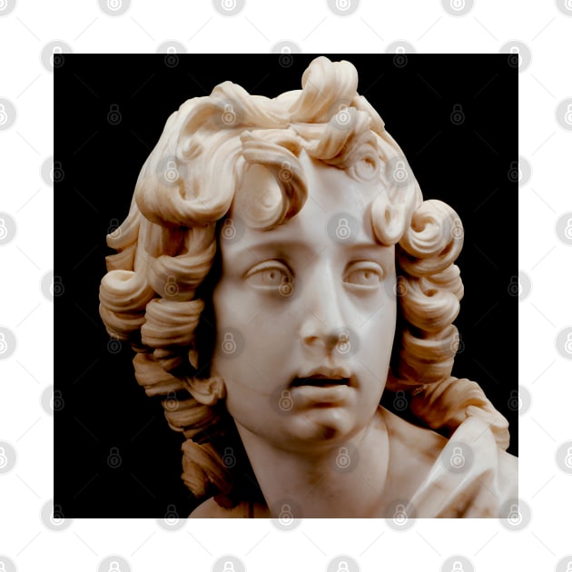 Carved marble head depicting John the Baptist the Young Evangelist by Marccelus