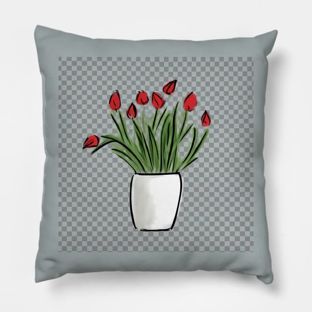 Tulips in a vase Pillow by wcboys_designs