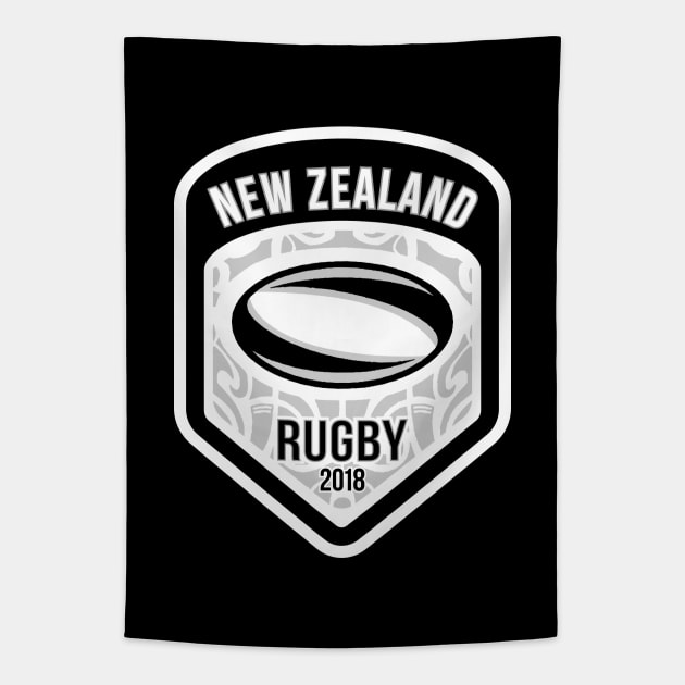 New Zealand Rugby with Maori Back Design Tapestry by CR8ART