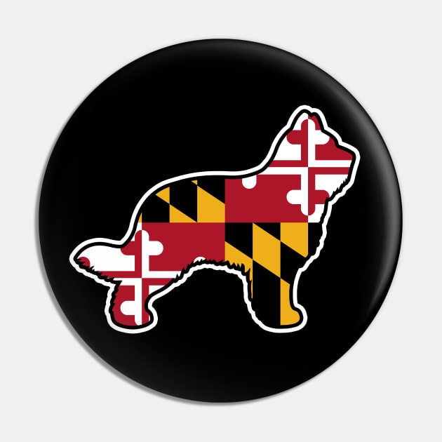 Briard Dog Silhouette with Maryland Flag Pin by Coffee Squirrel