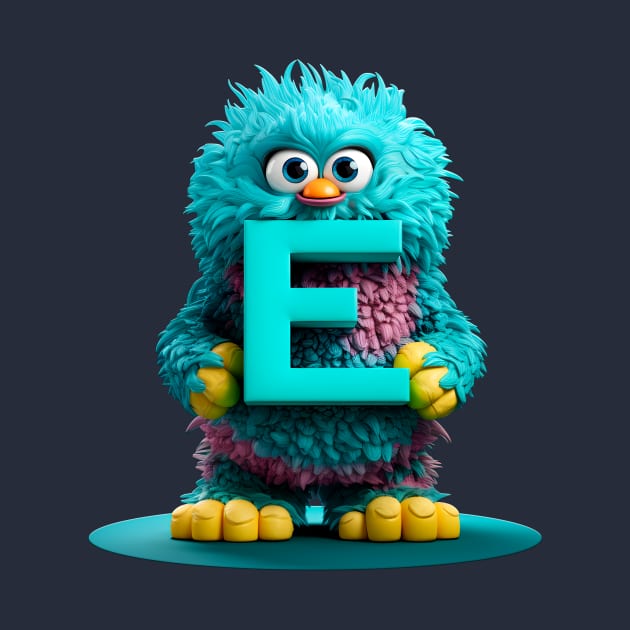 Cute Monster for Kids Alphabet Letter E Funny Back to School by Ariela-Alez