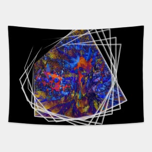 Trippy Bending Portal with Geometric Frames Tapestry