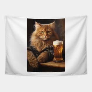 Funny Cat Beer Tapestry