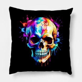 Skull Design in vibrant vector Style Pillow