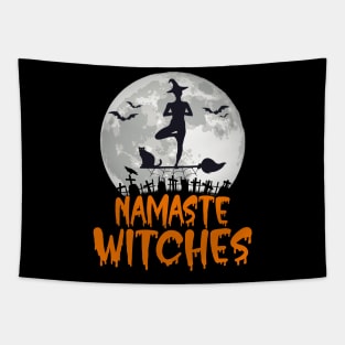 Namaste Witches Halloween Yoga Lover Lazy Costume Moon Tapestry