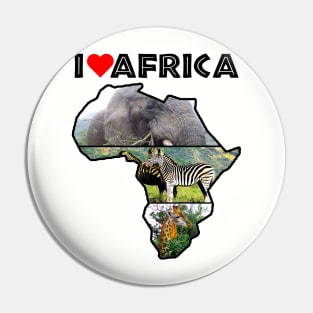 I Love Africa Wildlife Collage Map Pin