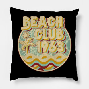 vintage retro beach club 70s 1963 with spirale turqoise Pillow