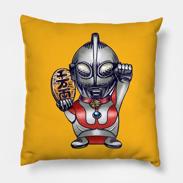 Tokusatsu styled Maneki-Neko Lucky Shirt Pillow by ChetArt