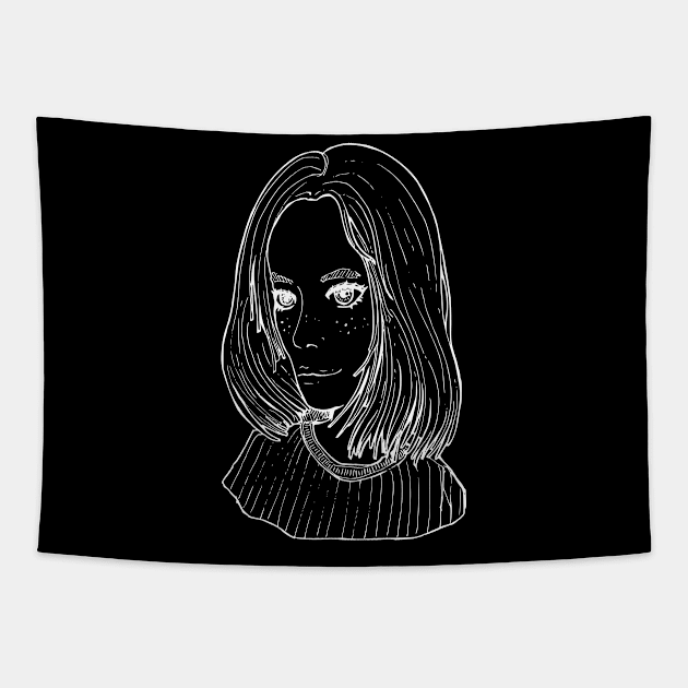 Portrait line art Tapestry by TKDoodle