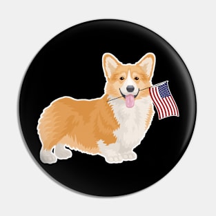 American Flag Corgi Dog Love Pin