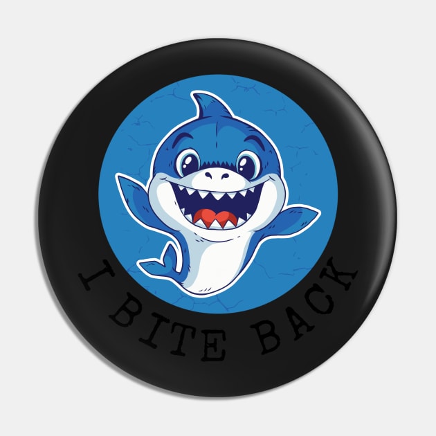 I Bite Back Cute Baby Smiling Shark Animal Social Distancing FaceMask Pin by gillys