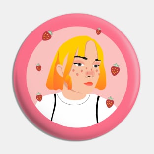 girl strawberry birthday Pin