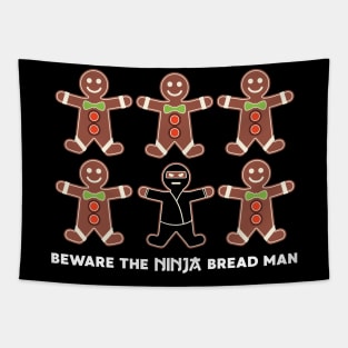 Gingerbread Man Funny Christmas Ninja Bread Tapestry