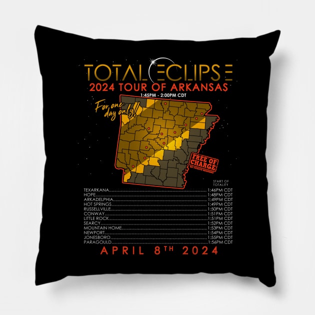 Total Solar Eclipse 2024 Tour of Arkansas Pillow by NerdShizzle