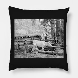 Mountain Homestead, 1906. Vintage Photo Pillow