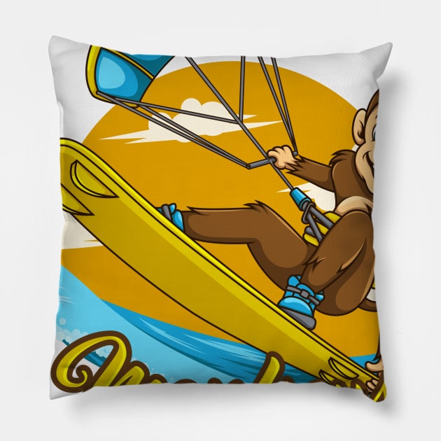 Surfing Monkey Pillow by JagatKreasi