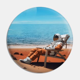 Astronaut on Mars beach Pin