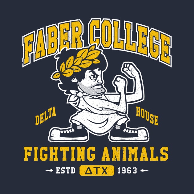 Faber College - Vintage Distressed Toga Party Mascot - Fighting Animals by Nemons