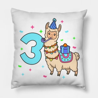 I am 3 with Lama - kids birthday 3 years old Pillow