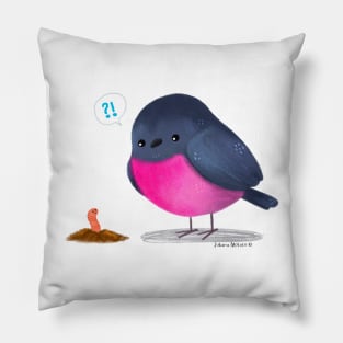 Australian Robin and Earthworm Pillow