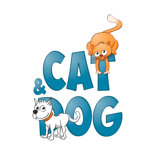 Funny Cat and dog illustration. by Stefs-Red-Shop