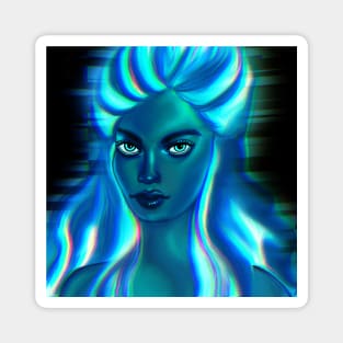 Neon Blue Hair woman Magnet