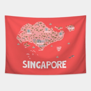 Singapore Illustrated Map Tapestry