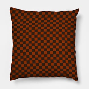 Brown and Orange Distorted Warped Checkerboard Pattern III Pillow