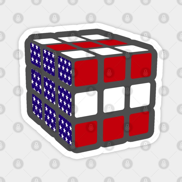 American Flag Rubiks Cube Magnet by imotvoksim