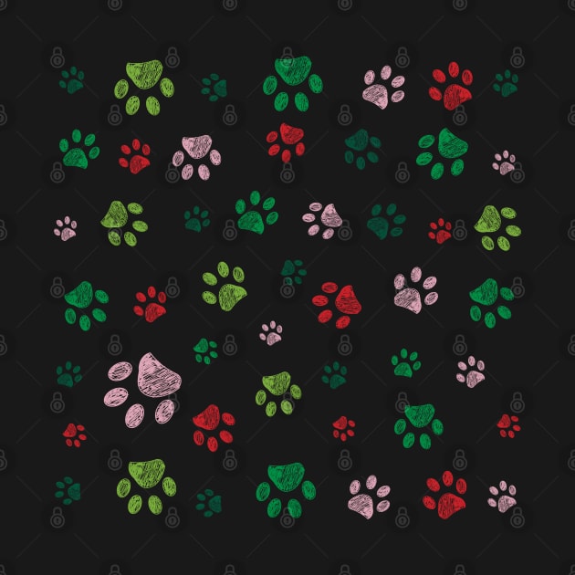 Christmas design seamless paw prints by GULSENGUNEL