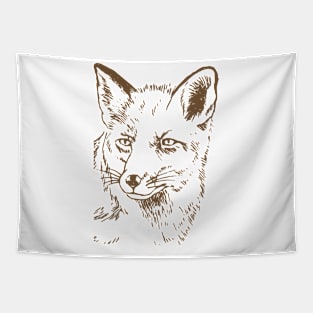 Fox Head Line art Tapestry